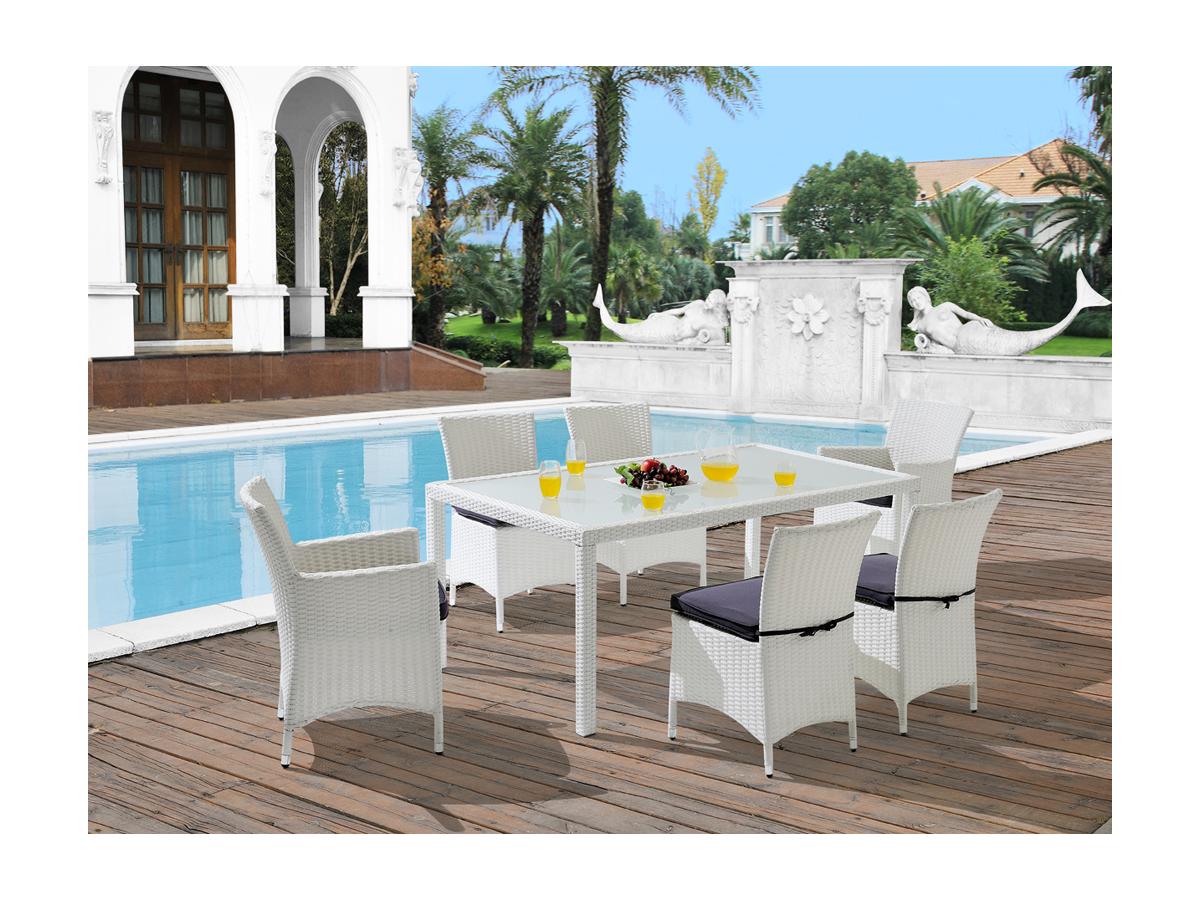 Polyrattan Gartenmöbel Essgruppen Kollektion Alanda - Weiß & Grau Polyrattan Gartenmöbel Essgruppen Kollektion Alanda - Weiß & Grau