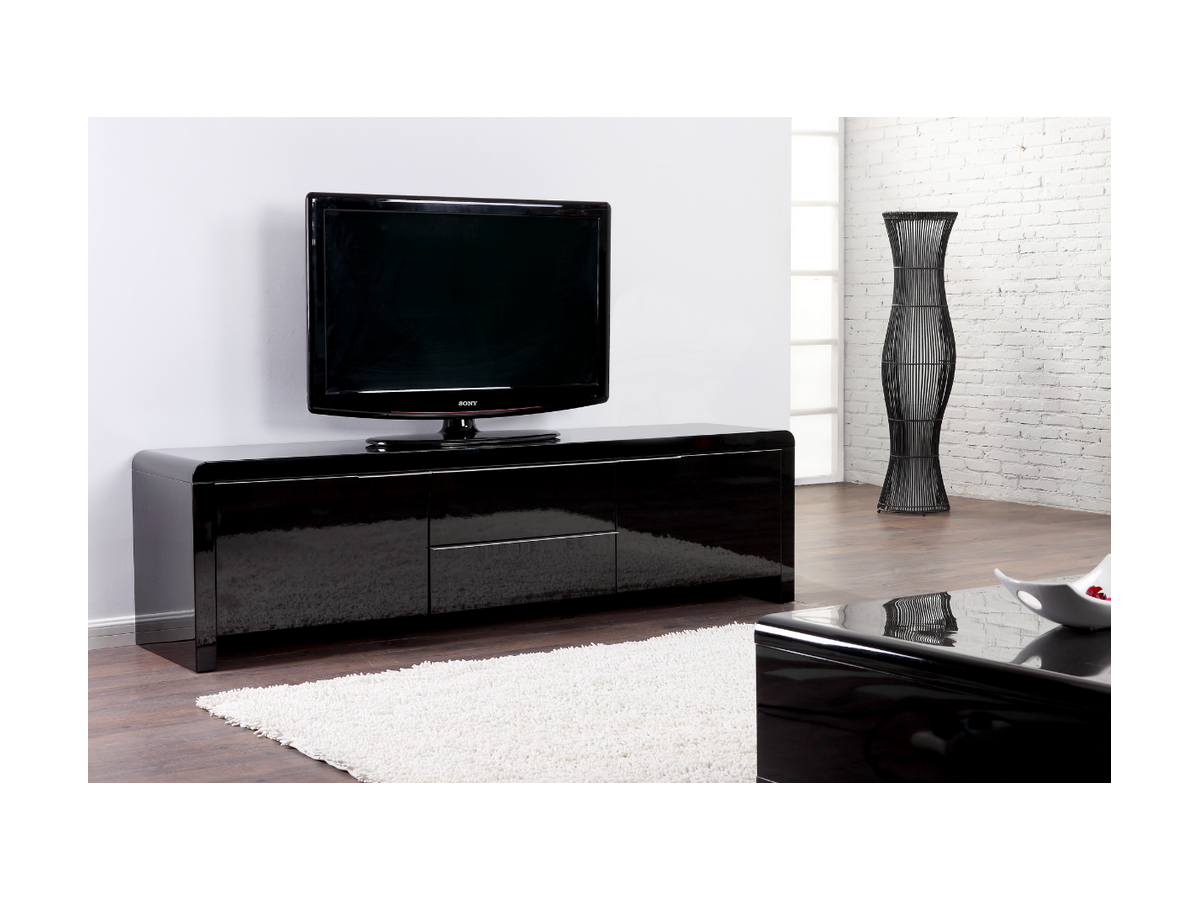 TV-Lowboard Design Holz Hochglanz Amera - Schwarz TV-Lowboard Design Holz Hochglanz Amera - Schwarz